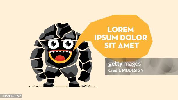 black monster character speech balloon - cave stock illustrations