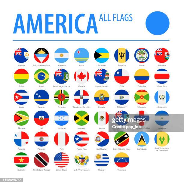 ilustrações de stock, clip art, desenhos animados e ícones de america all flags - vector round flat icons - porto rico