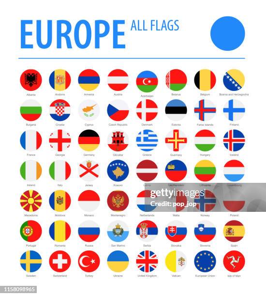 ilustrações, clipart, desenhos animados e ícones de europa todas as bandeiras-ícones lisos redondos do vetor - bandeira alemã