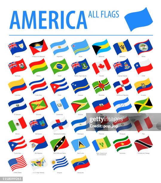 ilustraciones, imágenes clip art, dibujos animados e iconos de stock de america all flags - vector waving flat icons - bandera venezuela