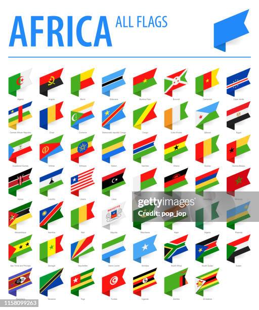 africa all flags - vector isometric label rectangle flat icons - cabo verde flag stock illustrations