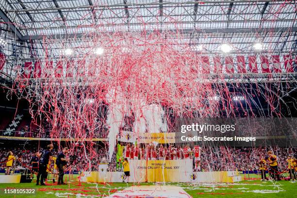 Andre Onana of Ajax, Perr Schuurs of Ajax, Joel Veltman of Ajax, Donny van de Beek of Ajax, Dusan Tadic of Ajax, Quincy Promes of Ajax, Daley Blind...