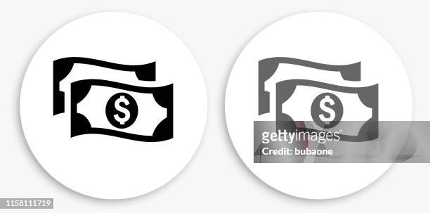 ilustraciones, imágenes clip art, dibujos animados e iconos de stock de icono redondo en blanco y negro del dinero - dollar symbol