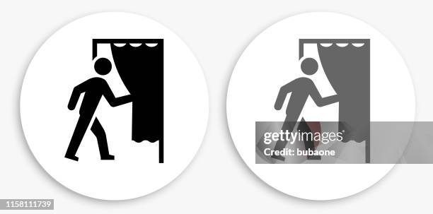 going backstage black and white round icon - backstage stock illustrations