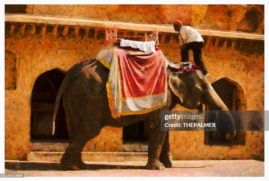 Holi Indian Elephant in Jaipur - digital photo manipulation