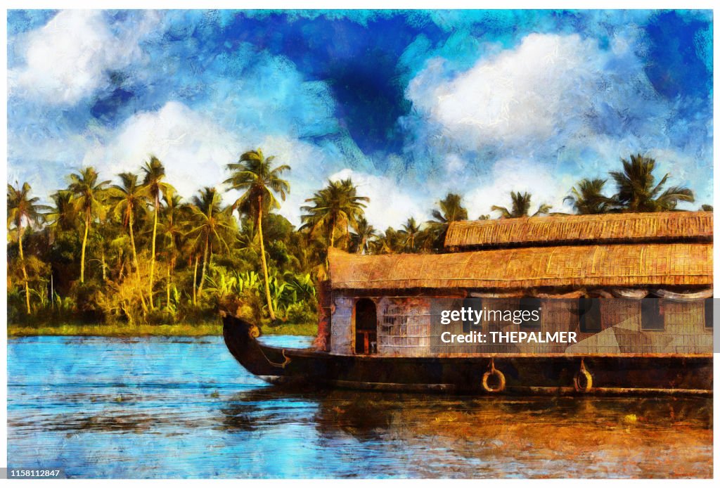 Houseboat in Kerala - digital photo manipulation