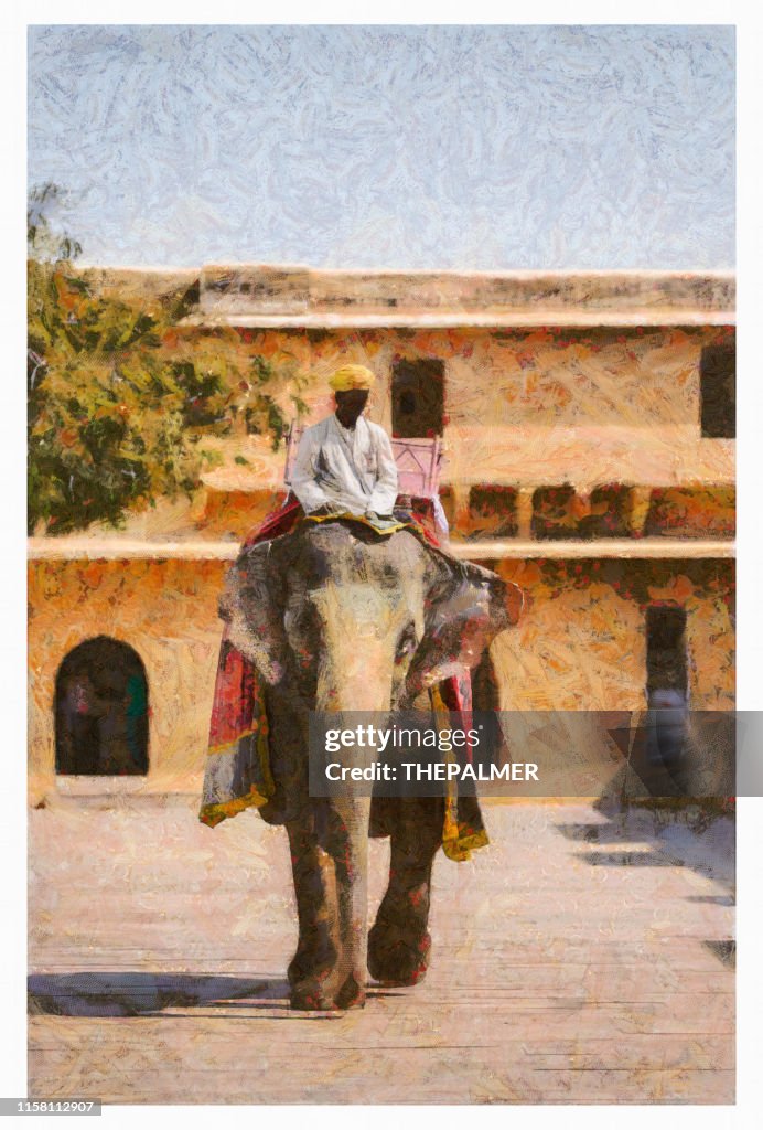 Holi Indian Elephant in Jaipur - digital photo manipulation