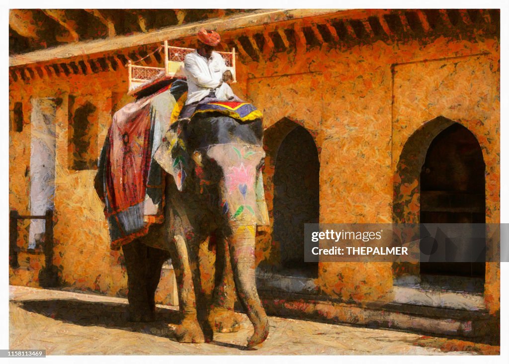 Holi Indian Elephant in Jaipur - digital photo manipulation