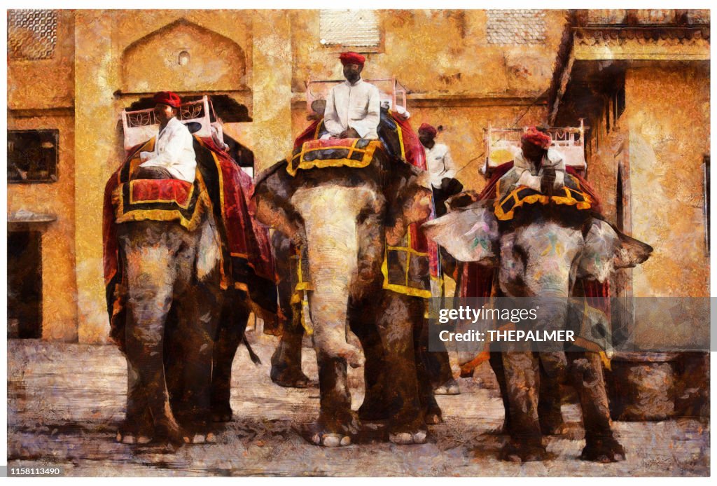 Holi Indian Elephant in Jaipur - digital photo manipulation