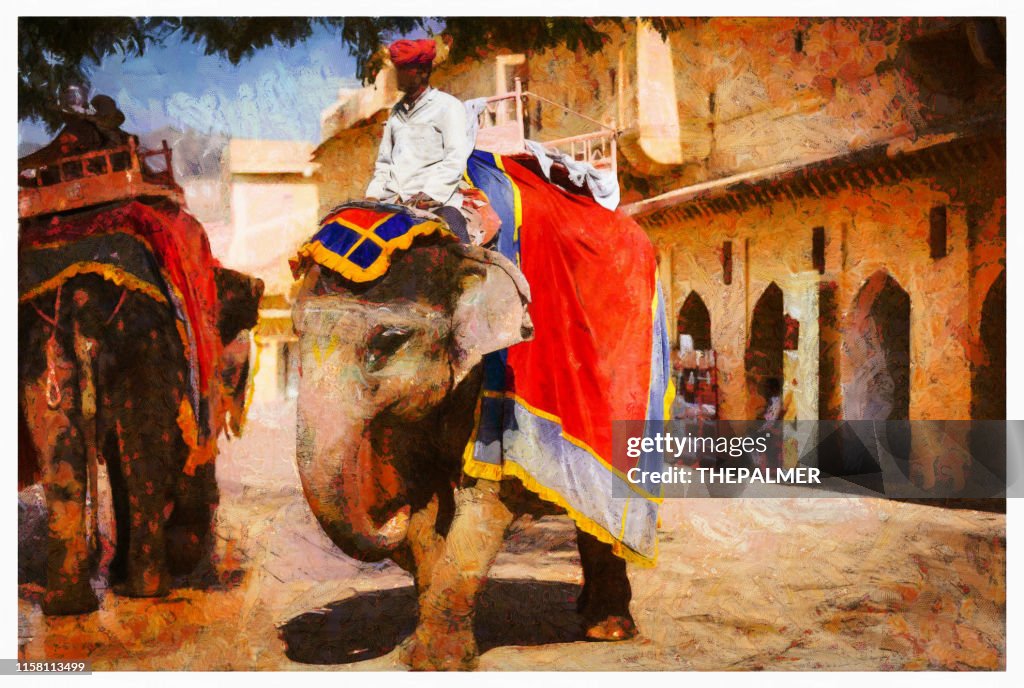 Holi Indian Elephant in Jaipur - digital photo manipulation