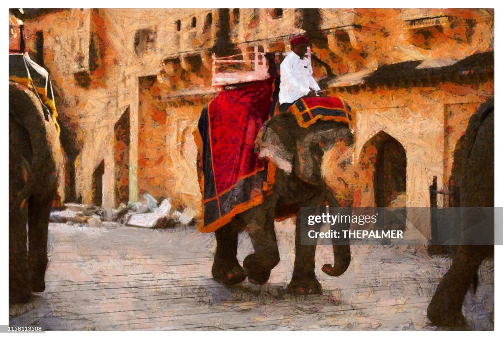 Holi Elefante Indio en Jaipur - manipulación de fotos digitales