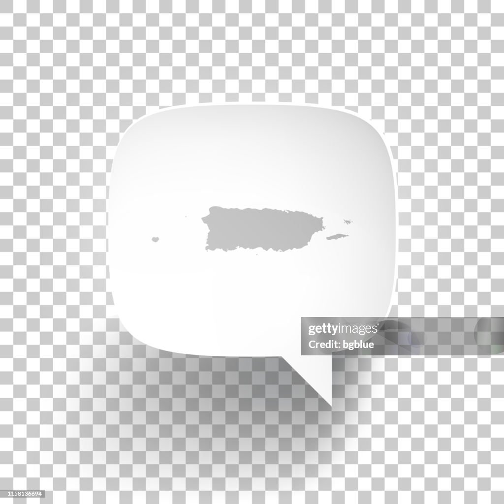 Speech Bubble with Puerto Rico map on blank background