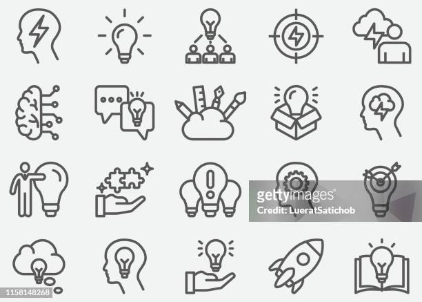 inspiration and idea line icons - inspiration stock illustrations