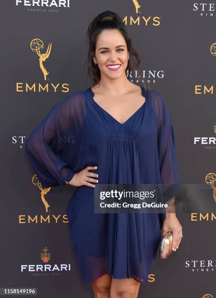 Melissa Fumero arrives at the 71st Los Angeles Area Emmy Awards at Television Academy's Wolf Theatre at the Saban Media Center on July 27, 2019 in...