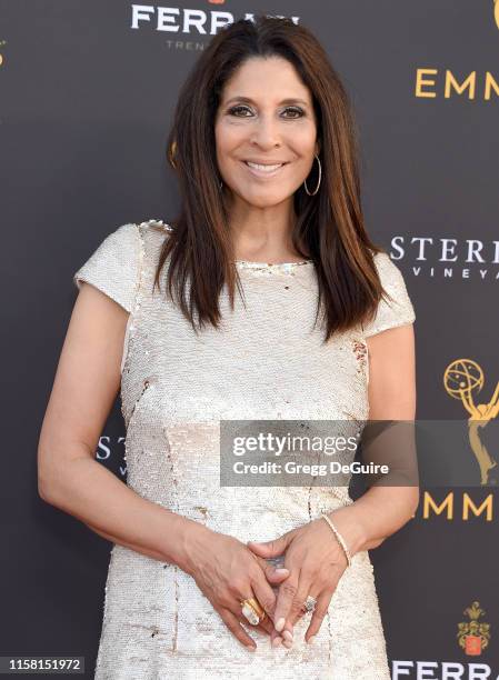 Christine Devine arrives at the 71st Los Angeles Area Emmy Awards at Television Academy's Wolf Theatre at the Saban Media Center on July 27, 2019 in...