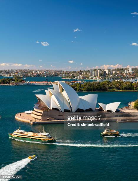 sydney opera house and boats on circular quay - opera house sydney stock pictures, royalty-free photos & images