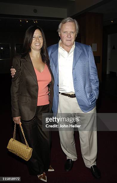 Stella Arroyave and Sir Anthony Hopkins during The Academy of Motion Picture Arts & Sciences Salute to Don Siegel at The Academy of Motion Picture...