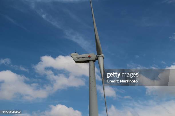 Vattenfall wind turbines on the wind power plant are are seen near Esbjerg, Denmark on 27 July 2019