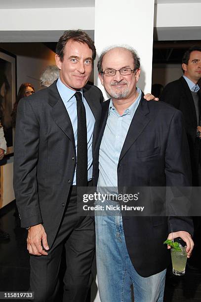 Tim Jefferies and Salman Rushdie during Marc Hom and Tim Jefferies Host Party to Celebrate the Launch of Marc Hom's Book "Portraits" at Hamiltons...