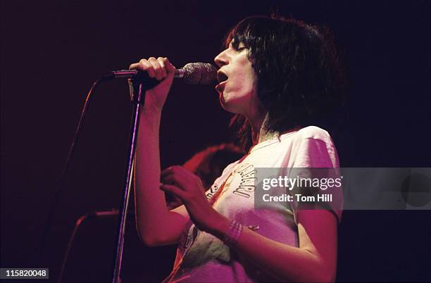 Singer-songwriter-poet Patti Smith performs at Alex Cooley's Electric Ballroom on January 23, 1976 in Atlanta, Georgia.