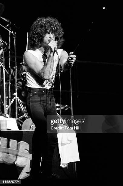 Frontman Marc Storace of Swiss band Krokus performs at The Fabulous Fox Theater on July 26, 1982 in Atlanta, Georgia.