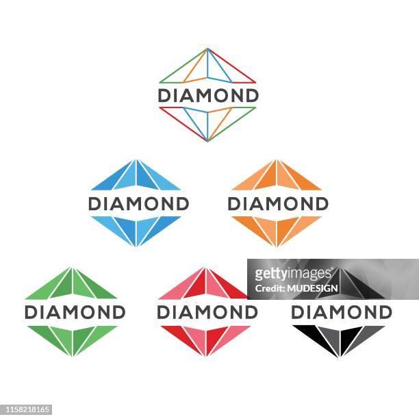 set of diamond line art logo vector - gemstone stock illustrations
