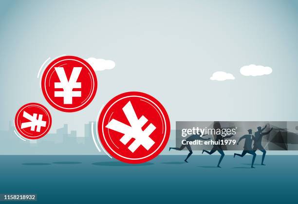 inflation - yuan symbol stock illustrations