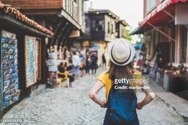 tourist woman exploring europe - bulgaria stock pictures, royalty-free photos & images