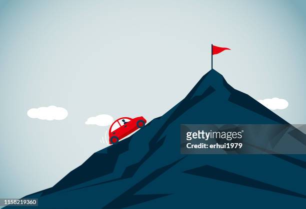 ilustraciones, imágenes clip art, dibujos animados e iconos de stock de conquistando la adversidad - mountain peak