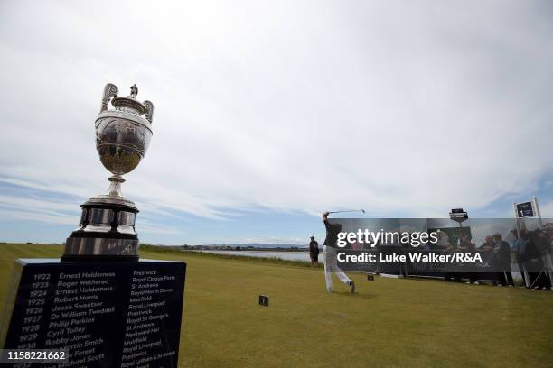 Euan Walker of Scotland in action during the finals on day six of the R&A Amateur Championship at Portmarnock Golf Club on June 22, 2019 in...