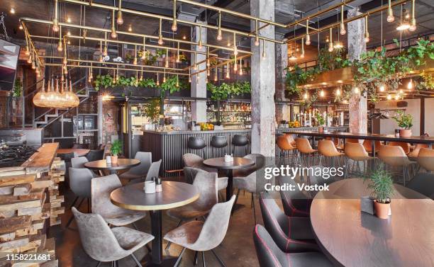 cafe-bar in moscow - fashionable interior stock pictures, royalty-free photos & images