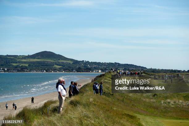 Euan Walker of Scotland in action during the finals on day six of the R&A Amateur Championship at Portmarnock Golf Club on June 22, 2019 in...