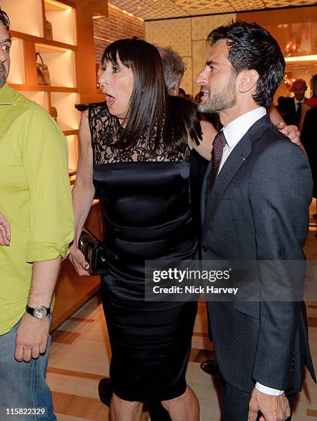 Anjelica Huston and Marc Jacobs attend the launch of the Louis Vuitton Bond Street Maison on May 25, 2010 in London, England.