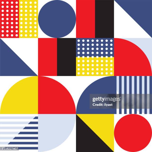 trendy minimal swiss style vector pattern design - bauhaus art movement stock illustrations