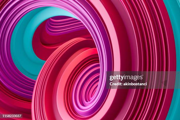 3d abstract liquid twisted shape wavy background, iridescent neon digital art - red abstract wave stock pictures, royalty-free photos & images