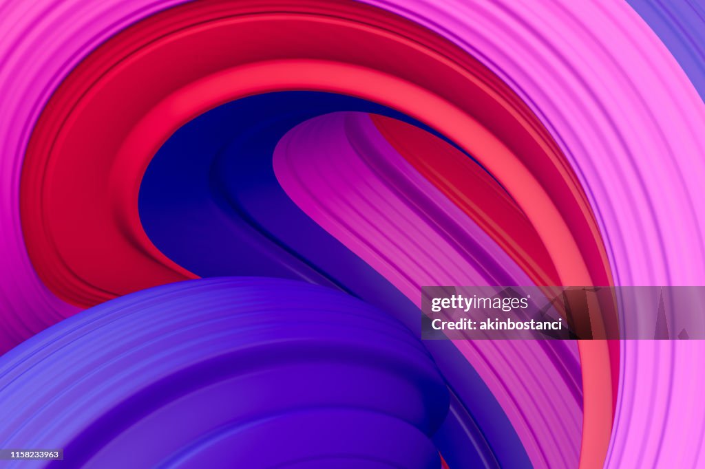 3d abstract liquid twisted shape wavy background, Iridescent neon digital art