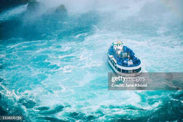 aerial view of niagara falls in summer - niagara falls city new york state foto e immagini stock