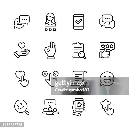 Feedback and Testimonials Line Icons. Editable Stroke. Pixel Perfect. For Mobile and Web. Contains such icons as Feedback, Testimonials, Survey, Review, Clipboard, Happy Face, Like Button, Thumbs Up, Badge. Feedback and Testimonials Line Icons. Editable Stroke. Pixel Perfect. For Mobile and Web. Contains such icons as Feedback, Testimonials, Survey, Review, Clipboard, Happy Face, Like Button, Thumbs Up, Badge.