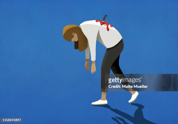 woman stabbed in the back with knife - killing stock-grafiken, -clipart, -cartoons und -symbole