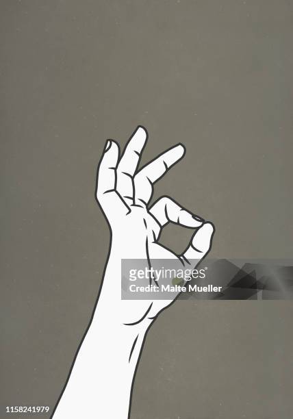 hand gesturing ok - ok sign 幅插畫檔、美工圖案、卡通及圖標