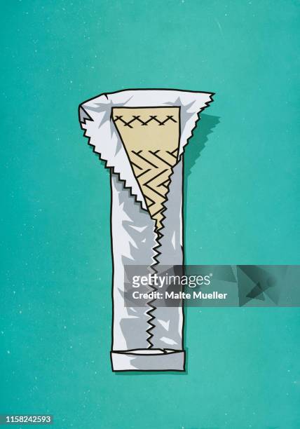 open stick of gum - chocolate wrapper stock illustrations