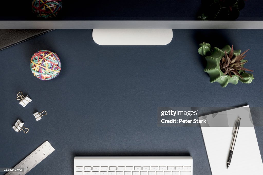 Desktop Computer High View View From Above Computer On Desk High-Res Stock Photo - Getty Images