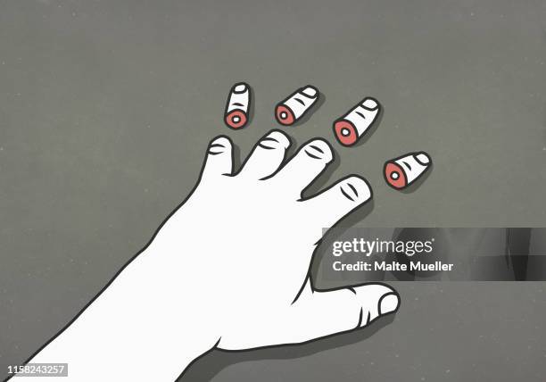 man with severed fingertips - remove obstacles stock illustrations