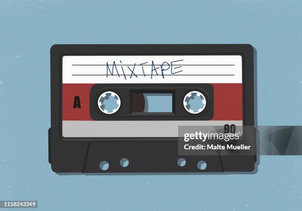 stockillustraties, clipart, cartoons en iconen met retro mix tape cassette tape - cassettebandje