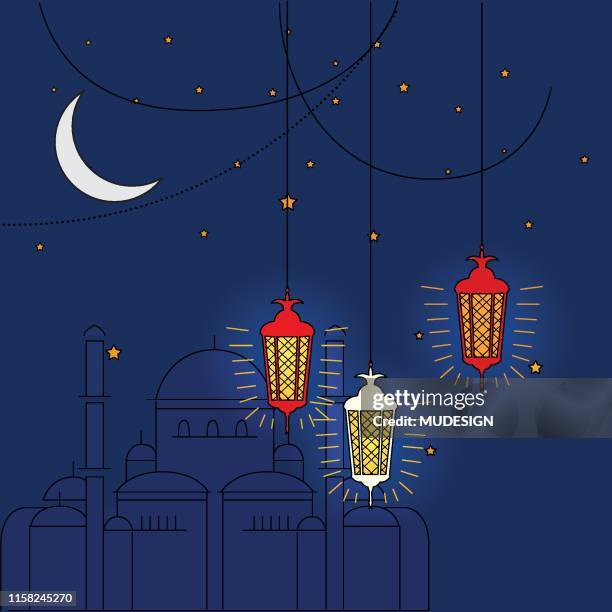 ramadan kareem night banner - mosque stock illustrations