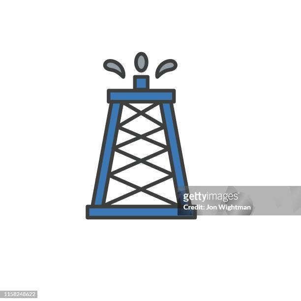 bildbanksillustrationer, clip art samt tecknat material och ikoner med energi-och oljeplatt ikon-olje tornet - distillation tower