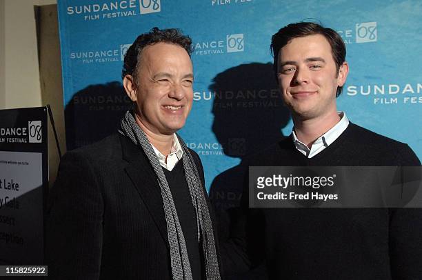 Actors Tom Hanks and Colin Hanks attend "The Great Buck Howard" After Party at Pierpont Place during the 2008 Sundance Film Festival on January 18,...