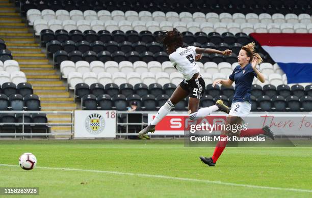 Nicole Anyomi of Germany scores the opening goal of the game during the UEFA Women's Under19 European Championship Final between France Women's U19...