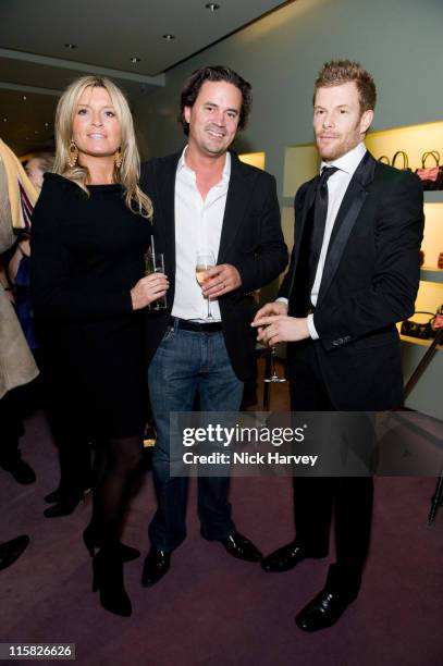 Tina Hobley, Oli Wheeler and Tom Aikens attend the Prada Christmas Cocktail Party at the Prada Store, Bond Street on December 13, 2007 in London,...