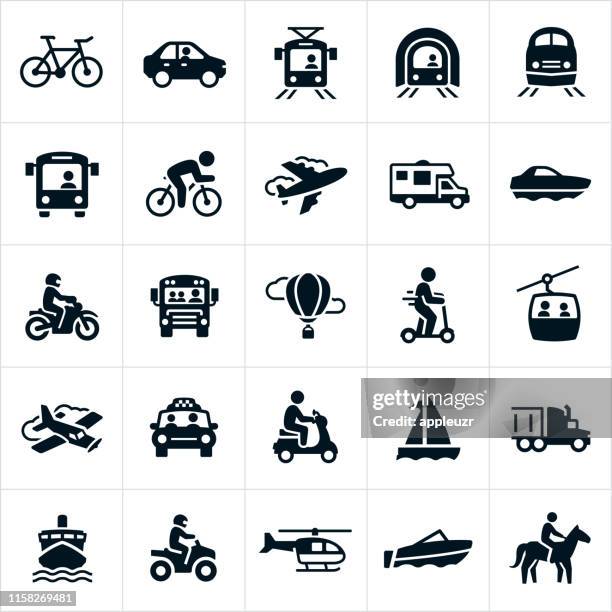 illustrations, cliparts, dessins animés et icônes de icônes de transport - scooter